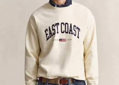 Gant ανδρική μπλούζα φούτερ με graphic print Relaxed Fit - 2067123 Κρέμ - GANT - 