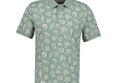 Gant ανδρική μπλούζα πόλο πικέ με all-over print Regular Fit - 2014109 Γκρι Γαλάζιο - GANT - 