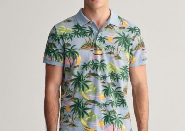 Gant Ανδρικό Hawaiian Print Κοντομάνικο Polo 2062037 Μπλέ - Gant - 