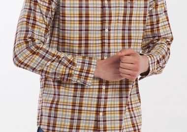 Gant ανδρικό καρό πουκάμισο Regular Winter Twill Melange Plaid - 3011430 Καφέ - GANT - 