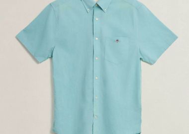 Gant ανδρικό κοντομάνικο πουκάμισο button down με τσέπη και λογότυπο Regular Fit - 3000101 Βεραμάν - GANT - 