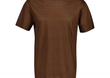 Gant ανδρικό λινό T-shirt με κεντημένο λογότυπο Regular Fit - 2003318 Καφέ - GANT - 