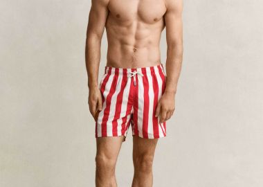 Gant ανδρικό μαγιό σορτς με ριγέ σχέδιο Regular Fit - 922616005 Κόκκινο - GANT - 