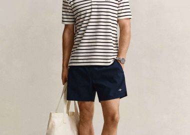 Gant ανδρικό μαγιό σορτς textured με κεντημένο λογότυπο Regular Fit - 922616015 Μπλε Σκούρο - GANT - 
