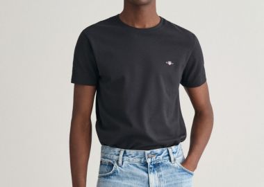 Gant Ανδρικό Pique Slim Fit Κοντομάνικο T-Shirt 2013033 Μαύρο - Gant - 