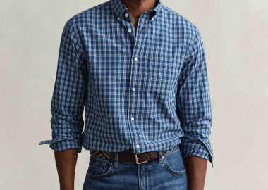Gant ανδρικό πουκάμισο button down με καρό σχέδιο και τσέπη με κεντημένο λογότυπο Regular Fit - 3260007 Μπλε - GANT - 