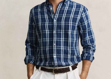 Gant ανδρικό πουκάμισο button down με καρό σχέδιο Regular Fit - 3260079 Μπλε - GANT - 
