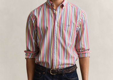 Gant ανδρικό πουκάμισο button down με πολύχρωμο ριγέ σχέδιο και τσέπη με κεντημένο λογότυπο Regular Fit - 3260005 Πολύχρωμο - GANT - 