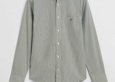 Gant ανδρικό πουκάμισο button down με ψιλό ριγέ σχέδιο και τσέπη με κεντημένο λογότυπο Regular Fit - 3000140 Κυπαρισσί - GANT - 