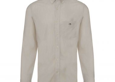 Gant ανδρικό πουκάμισο button down με ψιλό ριγέ σχέδιο και τσέπη με κεντημένο λογότυπο Regular Fit - 3000140 Μπεζ - GANT - 