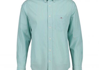 Gant ανδρικό πουκάμισο button down με ριγέ σχέδιο και τσέπη με κεντημένο λογότυπο Regular Fit - 3000130 Βεραμάν - GANT - 