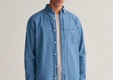 Gant Ανδρικό Πουκάμισο Indigo Regular Fit 3000400-980 Denim - Gant - 