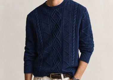 Gant ανδρικό πουλόβερ με σχέδιο στην πλέξη Regular Fit - 8030279 Μπλε Σκούρο - GANT - 