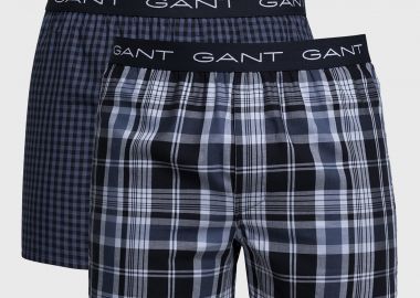 Gant ανδρικό σετ εσώρουχα μποξεράκια σλιπ σε καρό σχέδιο (2 τεμάχια) - 901932019 Μπλε - GANT - 