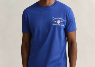 Gant ανδρικό T-shirt με graphic logo print Regular Fit - 2003394 Μπλε - GANT - 