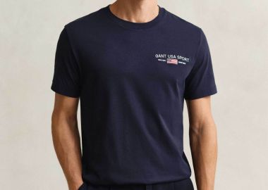 Gant ανδρικό T-shirt με graphic logo print Regular Fit - 2003394 Μπλε Σκούρο - GANT - 