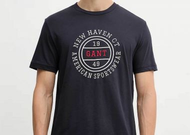 Gant ανδρικό T-shirt με graphic logo print Regular Fit - 2003403 Μπλε Σκούρο - GANT - 
