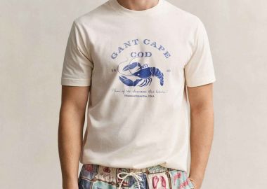 Gant ανδρικό T-shirt με graphic print Regular Fit - 2003425 Εκρού - GANT - 
