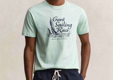 Gant ανδρικό T-shirt με graphic print Regular Fit - 2003425 Τυρκουάζ - GANT - 