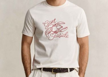 Gant ανδρικό T-shirt με graphic print Regular Fit - 2003443 Κρέμ - GANT - 