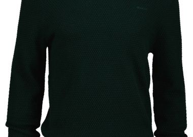 Gant Aνδρικό Textured Crew Neck Πλεκτό 8050262 Σκούρο Πράσινο - Gant - 