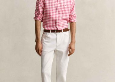 Gant ανδρικό τζιν παντελόνι πεντάτσεπο Regular Fit (34L) - 1000051 Λευκό - GANT - 