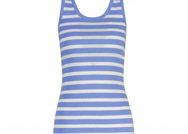 Gant γυναικεία αμάνικη μπλούζα ribbed με ριγέ σχέδιο Slim Fit - 4201442 Μπλε Ανοιχτό - GANT - 
