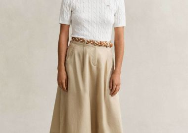 Gant γυναικεία midi φούστα ψηλόμεση Regular Fit - 4400224 Μπεζ - GANT - 