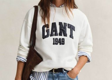 Gant γυναικεία μπλούζα φούτερ με contrast graphic logo Relaxed Fit - 4201419 Λευκό - GANT - 