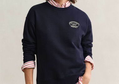 Gant γυναικεία μπλούζα φούτερ με rope graphic logo Regular Fit - 4201339 Μπλε Σκούρο - GANT - 