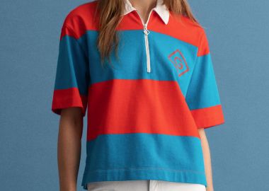 Gant γυναικεία μπλούζα oversized με ριγέ σχέδιο και φερμουάρ - 4202223 Κόκκινο - GANT - 
