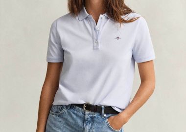 Gant γυναικεία μπλούζα πόλο πικέ με λογότυπο Regular Fit - 4201489 Γαλάζιο - GANT - 