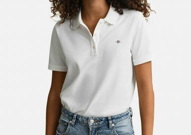 Gant γυναικεία μπλούζα πόλο πικέ με λογότυπο Regular Fit - 4201489 Λευκό - GANT - 