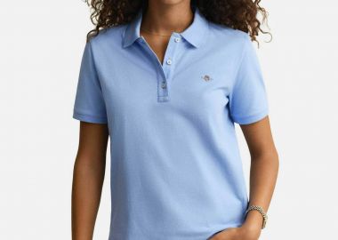 Gant γυναικεία μπλούζα πόλο πικέ με λογότυπο Regular Fit - 4201489 Μπλε Ανοιχτό - GANT - 
