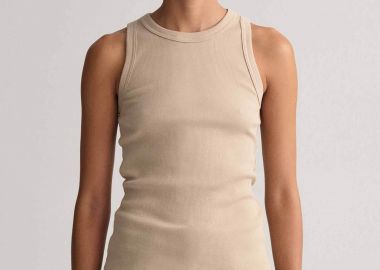 Gant γυναικείο αμάνικο τοπ ribbed μονόχρωμο Slim Fit - 4201407 Μπεζ - GANT - 