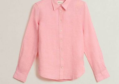 Gant γυναικείο λινό πουκάμισο με λογότυπο Regular Fit - 4300620 Ροζ - GANT - 