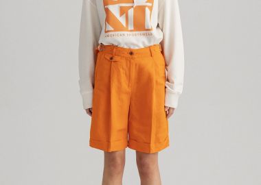Gant γυναικείο λινό σορτς ψηλόμεσο Relaxed Fit - 4020059 Πορτοκαλί - GANT - 