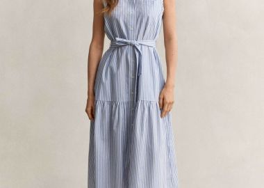 Gant γυναικείο midi φόρεμα αμάνικο σεμιζιέ με ριγέ σχέδιο Regular Fit - 4503502 Μπλε Ανοιχτό - GANT - 