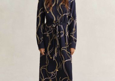 Gant γυναικείο midi φόρεμα σεμιζιέ με print Regular Fit - 4503480 Μπλε Σκούρο - GANT - 