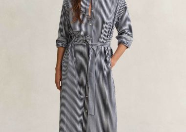 Gant γυναικείο midi φόρεμα σεμιζιέ με ριγέ σχέδιο Regular Fit - 4503485 Μπλε Σκούρο - GANT - 
