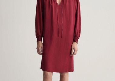 Gant γυναικείο mini φόρεμα μονόχρωμο με γιακά - 4503208 Μπορντό - GANT - 
