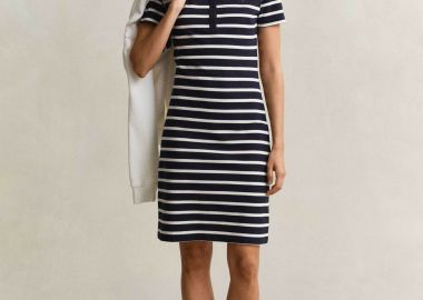 Gant γυναικείο mini φόρεμα πόλο πικέ με ριγέ σχέδιο Slim Fit - 4201463 Μπλε Σκούρο - GANT - 