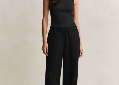 Gant γυναικείο παντελόνι με ελαστική μέση Relaxed Fit - 4150381 Μαύρο - GANT - 