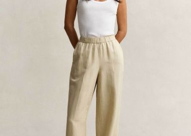 Gant γυναικείο παντελόνι με ελαστική μέση Relaxed Fit - 4150381 Μπεζ - GANT - 