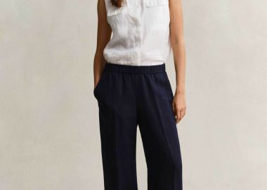 Gant γυναικείο παντελόνι με ελαστική μέση Relaxed Fit - 4150381 Μπλε Σκούρο - GANT - 
