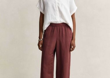 Gant γυναικείο παντελόνι με ελαστική μέση Relaxed Fit - 4150381 Σάπιο Μήλο - GANT - 