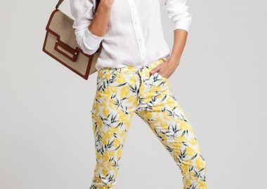 Gant γυναικείο πεντάτσεπο τζιν παντελόνι με all-over print - 4100094 Κίτρινο - GANT - 