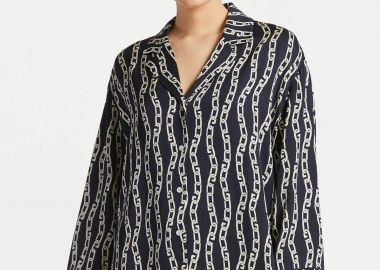 Gant γυναικείο πουκάμισο με all-over contrast chain print - 4300202 Μπλε Σκούρο - GANT - 