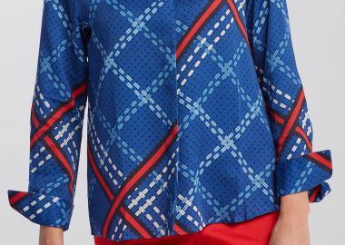 Gant γυναικείο πουκάμισο με all-over weave pattern - 4301119 Μπλε - GANT - 