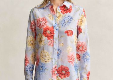 Gant γυναικείο πουκάμισο με μετάξι και floral print Regular Fit - 4300634 Γαλάζιο - GANT - 